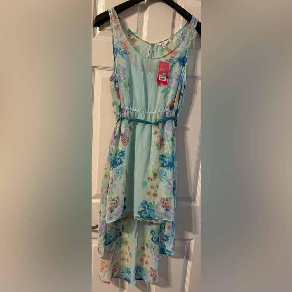 Candie's Floral Dress in Aqua and Coral